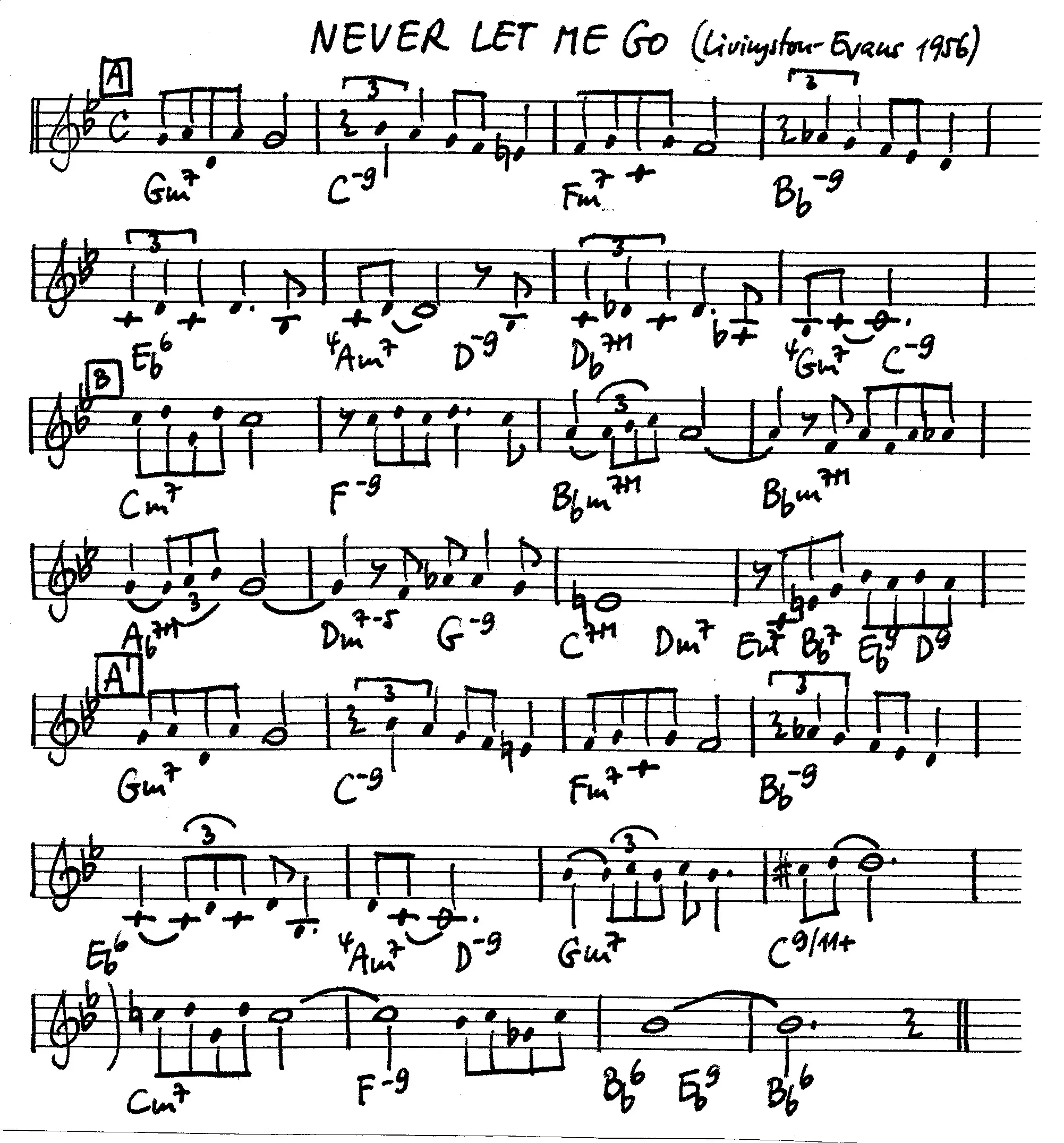 never let me go free jazz leadsheet - Courtesy of the Jungle Jazz Band